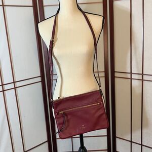 Kate Spade New York Jackson street burgundy leather crossbody purse